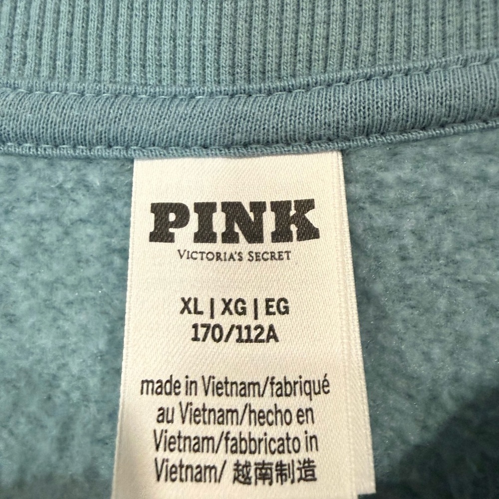 PINK Victoria’s Secret Oversize Crewneck Sweatshirt Blue Teal XL Fleece Pullover - Picture 7 of 8